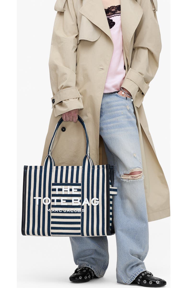 Marc Jacobs The Stripe Canvas Large Tote Bag, Alternate, color, Blue Sea Multi