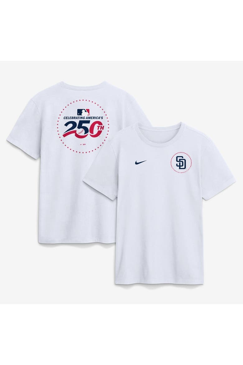 Men's Nike White San Diego Padres Celebrating America's 250th Logo T-Shirt, Main, color, White