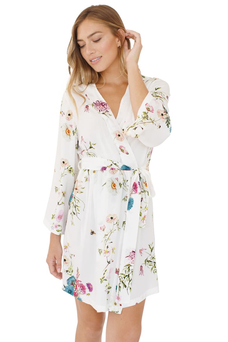 Floral Print Short Robe, Alternate, color, SIREN SONG