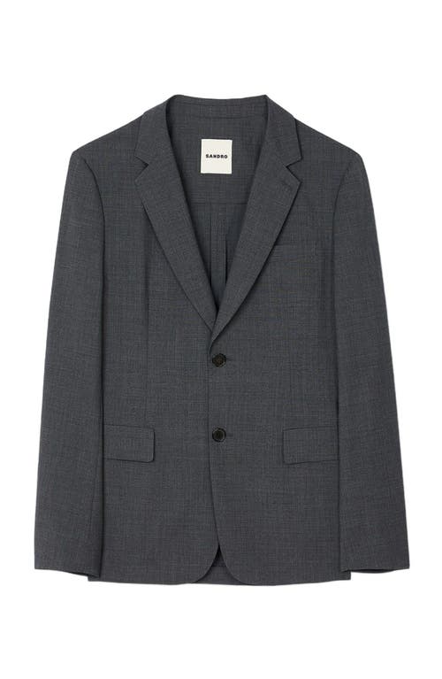 Sandro Wool Suit Jacket In Mocked Grey
