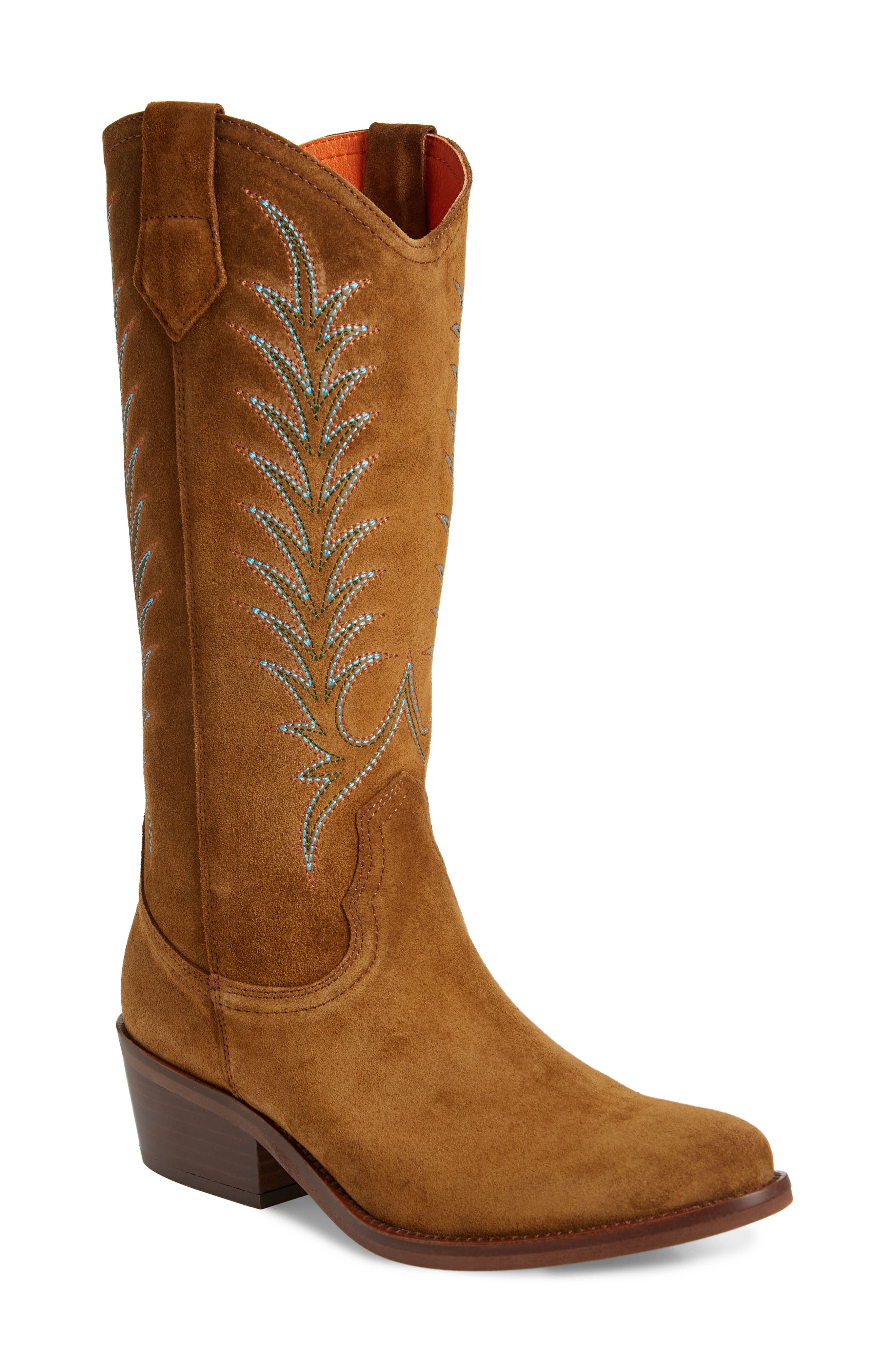 Penelope Chilvers Goldie Embroidered Cowboy Boot, Main, color, Peat