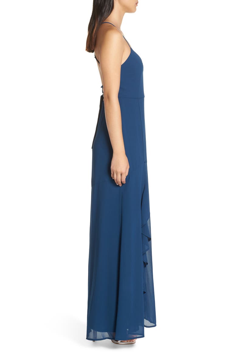Luxurious Love Lace-Up Back Gown, Alternate, color, NAVY