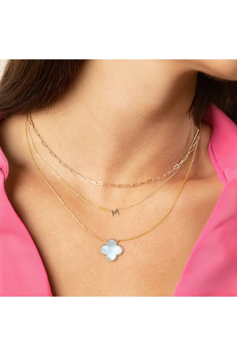 Extra Large Mother of Pearl Single Clover Necklace, Alternate, color, Mother of Pearl