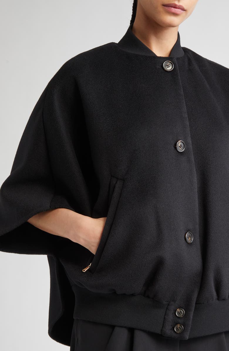 Max Mara Leticia Double Face Cashmere Cape, Alternate, color, Nero