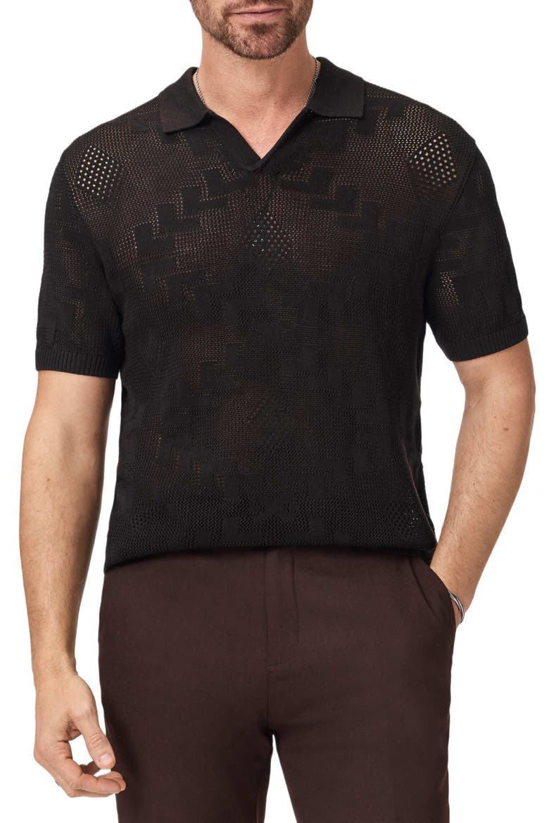 Corso Organic Cotton Diamond Crochet Polo, Main, color, BRANDY
