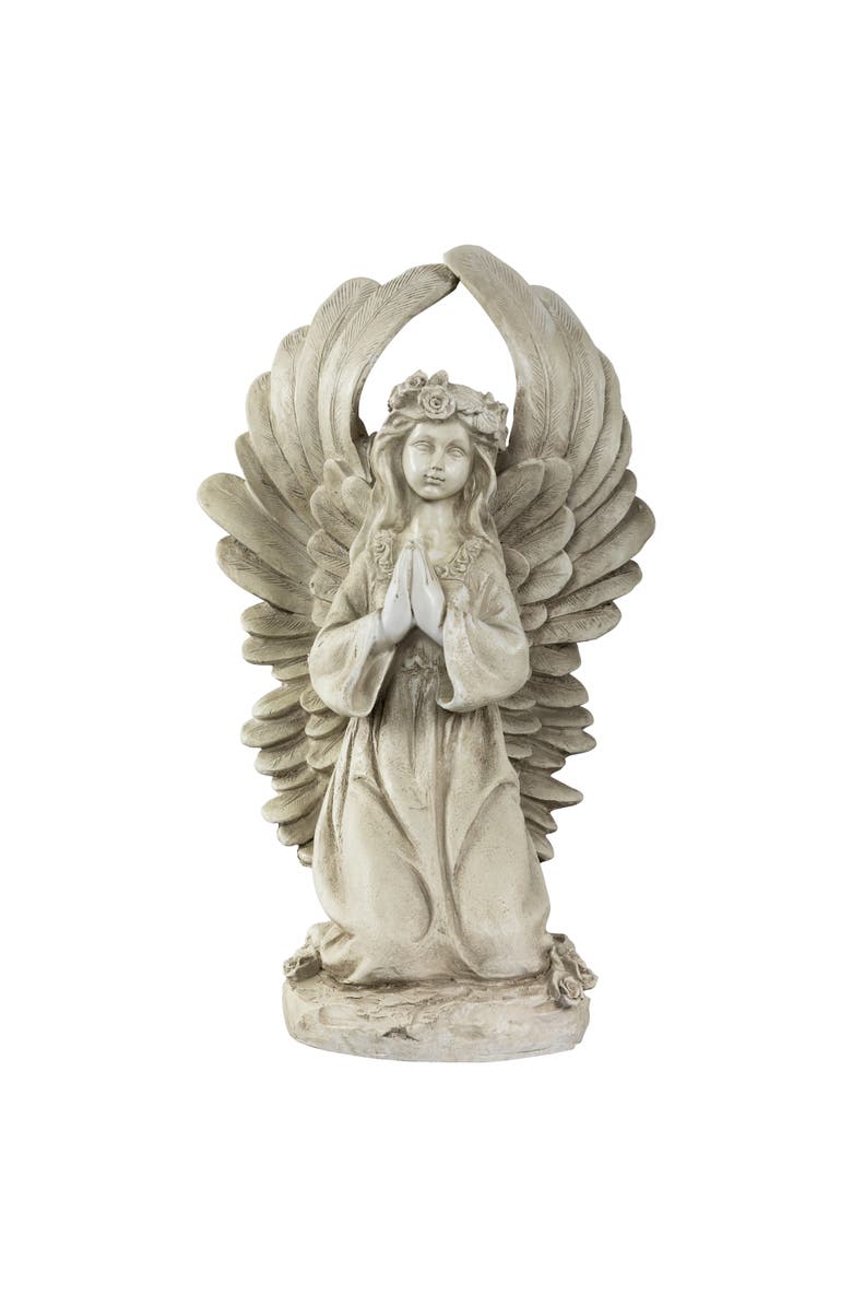Northlight 15.25" Angel Kneeling in Prayer Outdoor Garden Statue, Main, color, Gray