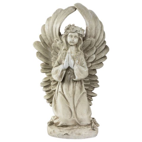 15.25" Angel Kneeling in Prayer Outdoor Garden Statue