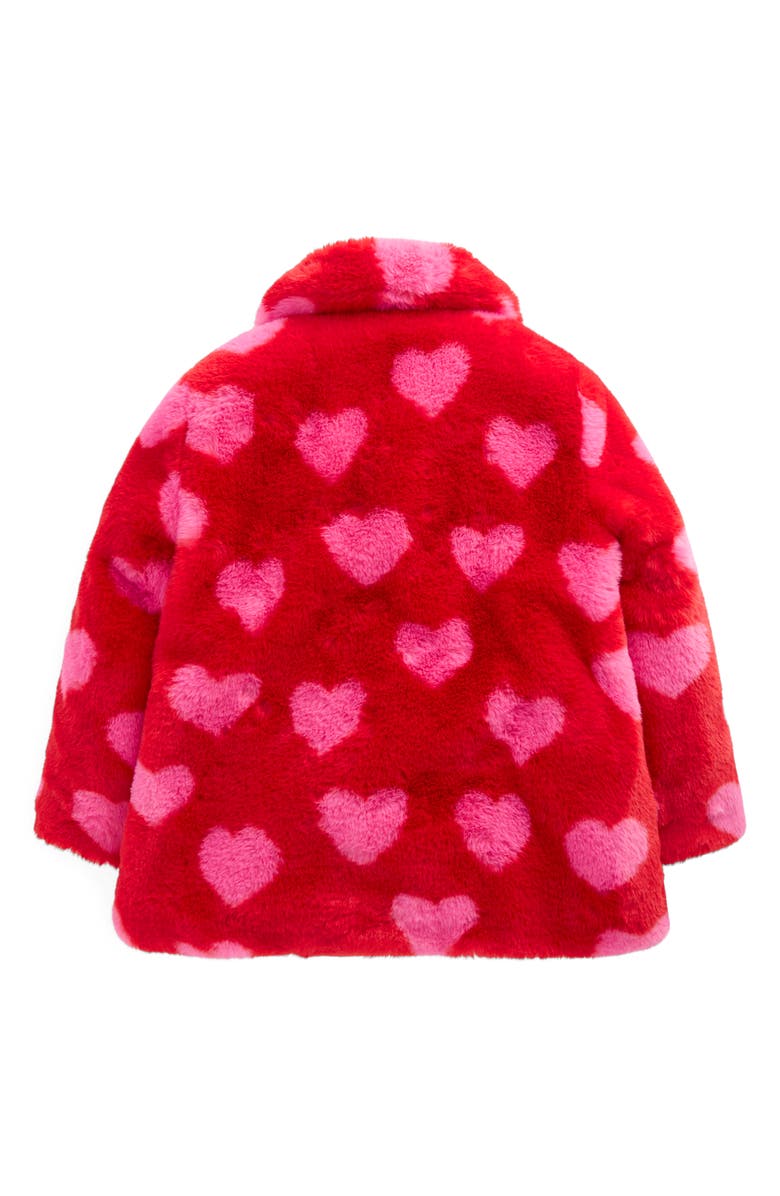 Mini Boden Kids' Collared Faux Fur Coat, Alternate, color, Hearts