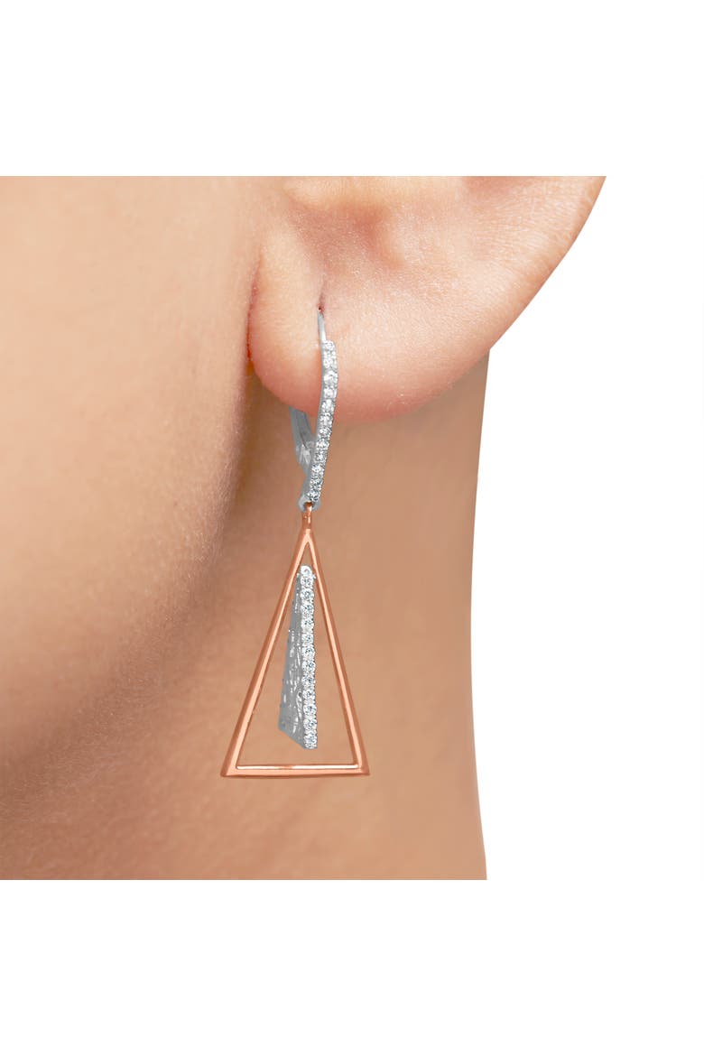 14K Rose and White Gold 3/8 Ct Diamond Windchime Drop and Dangle Earring, Alternate, color, White