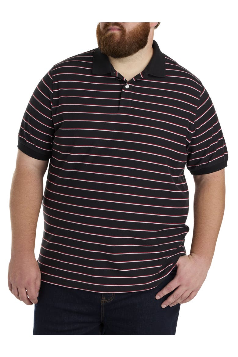 Big & Tall Tri-Color Striped Polo Shirt, Main, color, BLACK MULTI