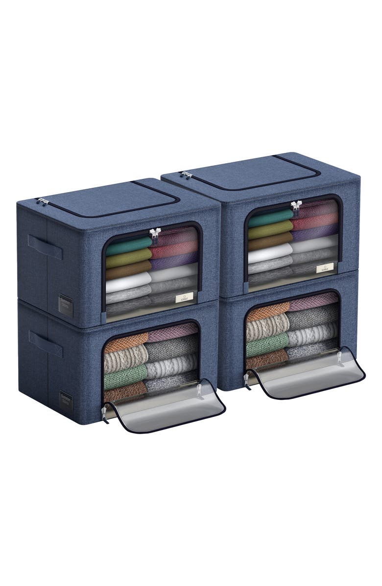 SORBUS 4-Pack Foldable Storage Boxes, Alternate, color, Blue