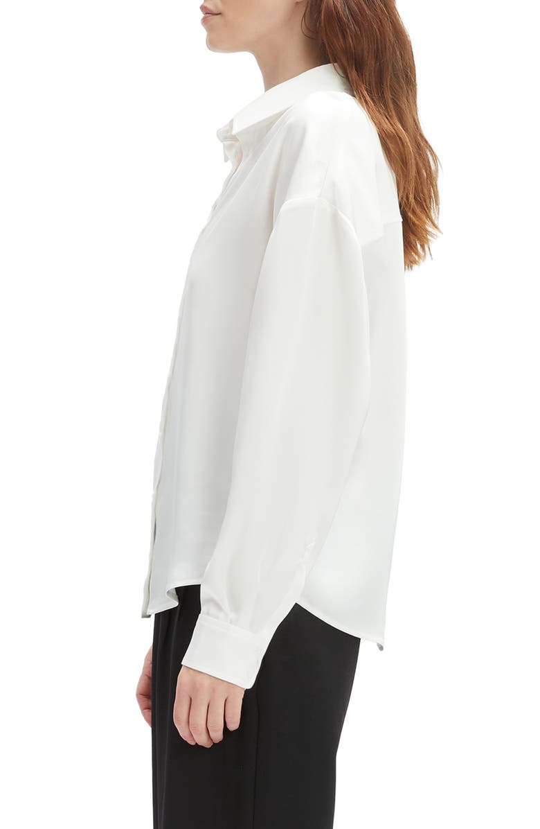 Bardot Luana Oversize Satin Button-Up Shirt, Alternate, color, Orchid White