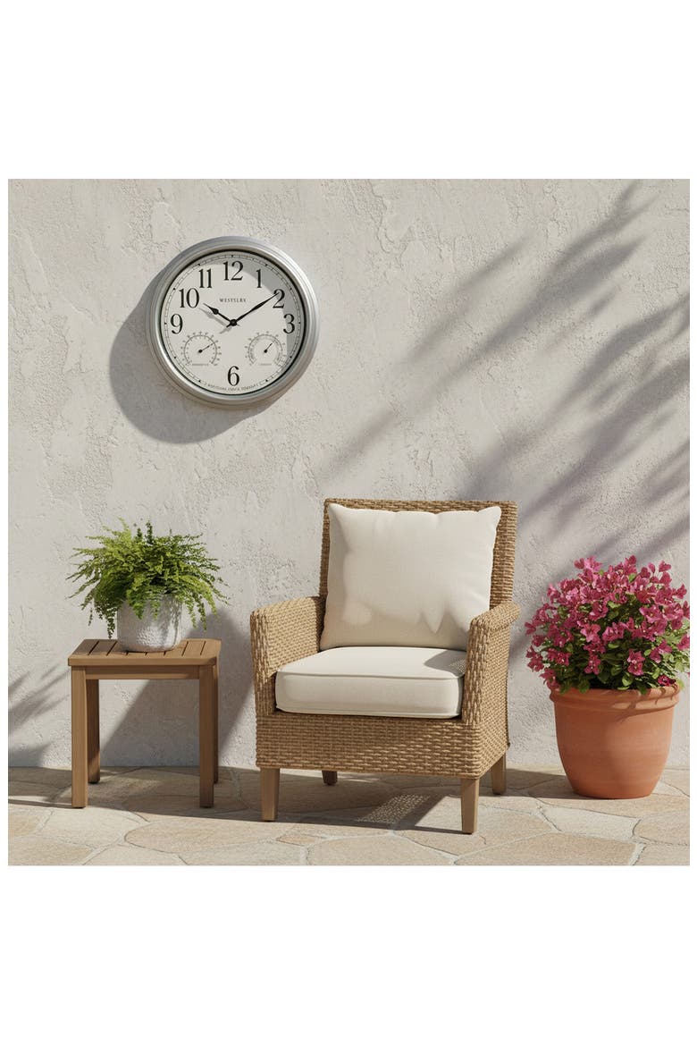 16-Inch Indoor/Outdoor Wall Clock, Alternate, color, SILVER