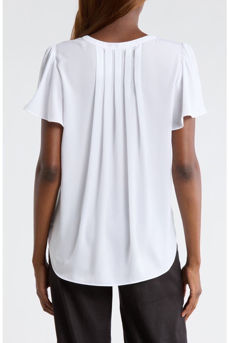 Pleated Back Flutter Sleeve Top, Alternate, color, OPTIC WHITE