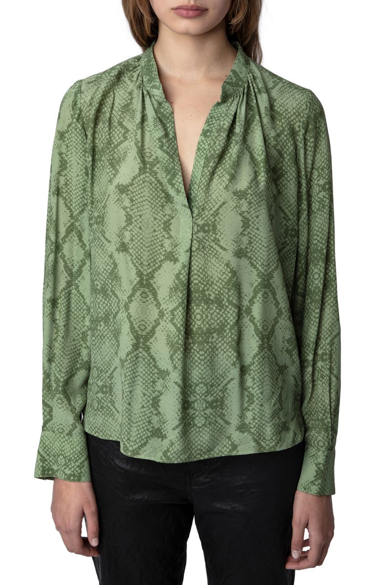 Zadig & Voltaire Tink Python Print Popover Shirt, Main, color,