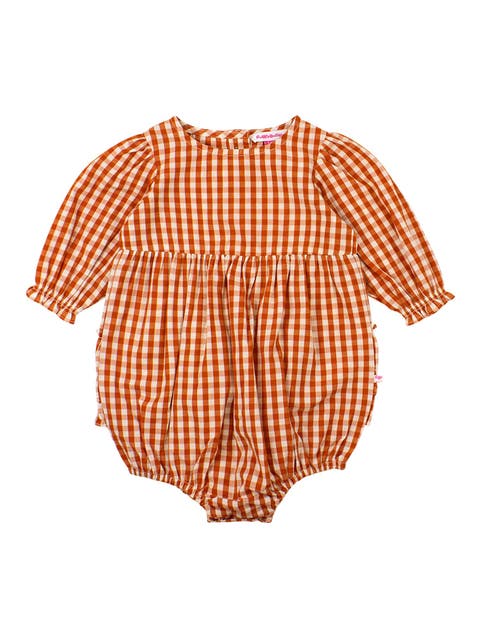 Baby Girls Woven Long Sleeve Bubble Romper