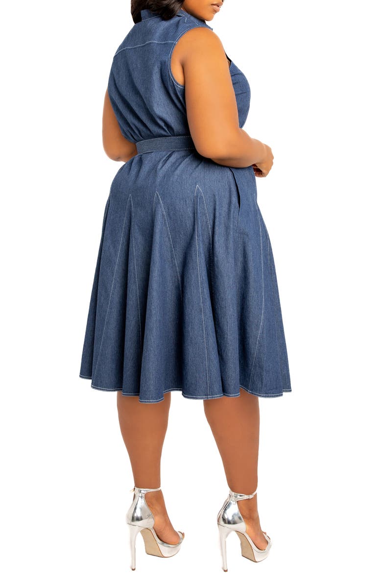 BUXOM COUTURE Belted Denim Shirtdress, Alternate, color,