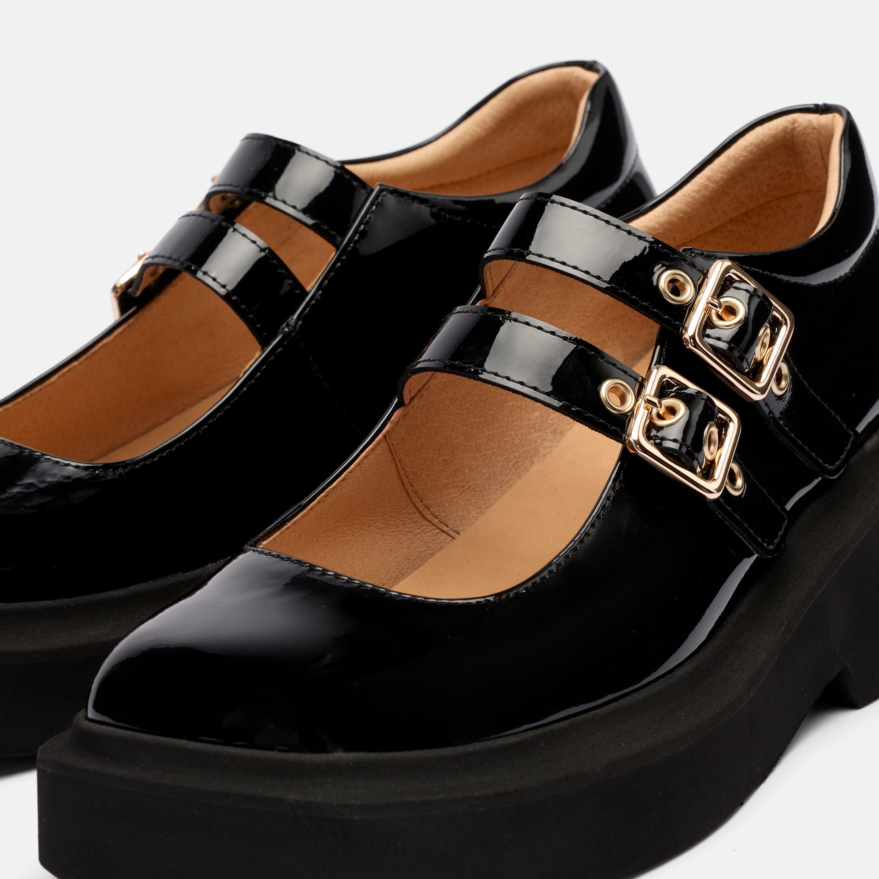 Lena Patent Double Buckle Mary Jane, Alternate, color, Black