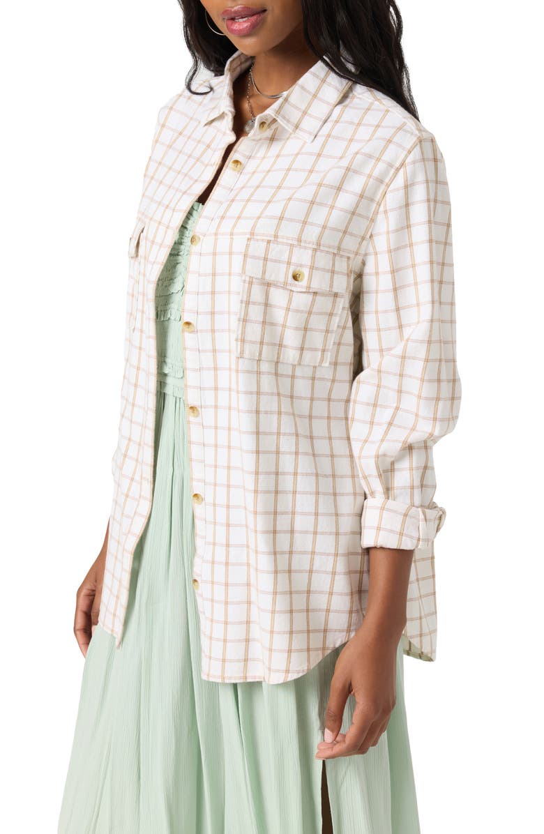 O'Neill Brooks Plaid Cotton Flannel Button-Up Shirt, Alternate, color, Winter White