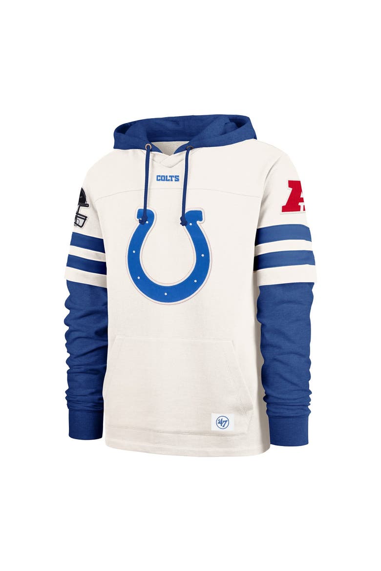 Men's '47  Cream Indianapolis Colts Split Zone Cornerback Duo Lacer Hoodie, Alternate, color, Cream
