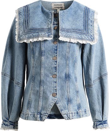 Damson Madder Broderie Anglaise Ruffle Sailor Denim Jacket