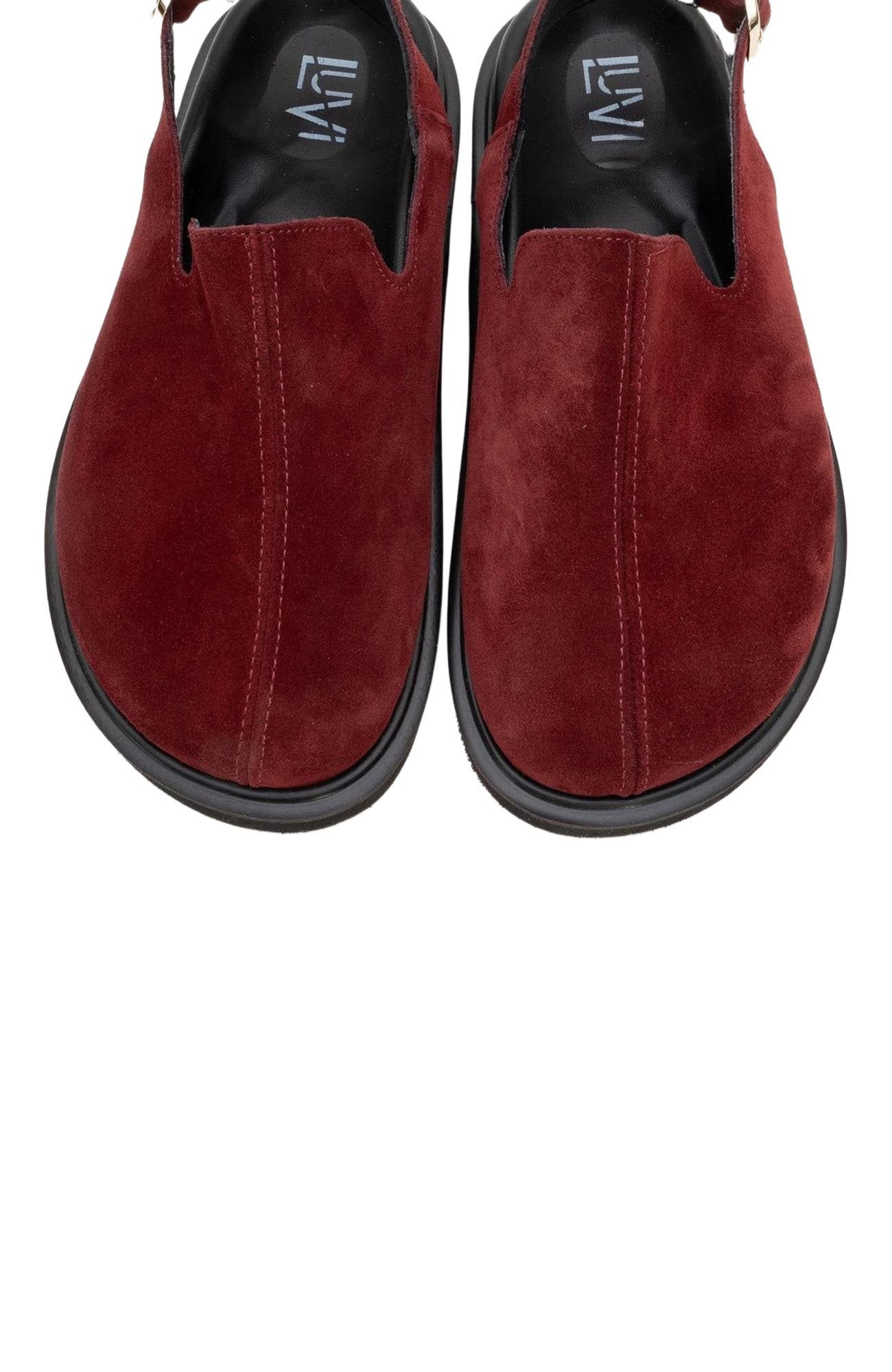 Laby Leather Clogs, Alternate, color, Burgundy Suede Leather
