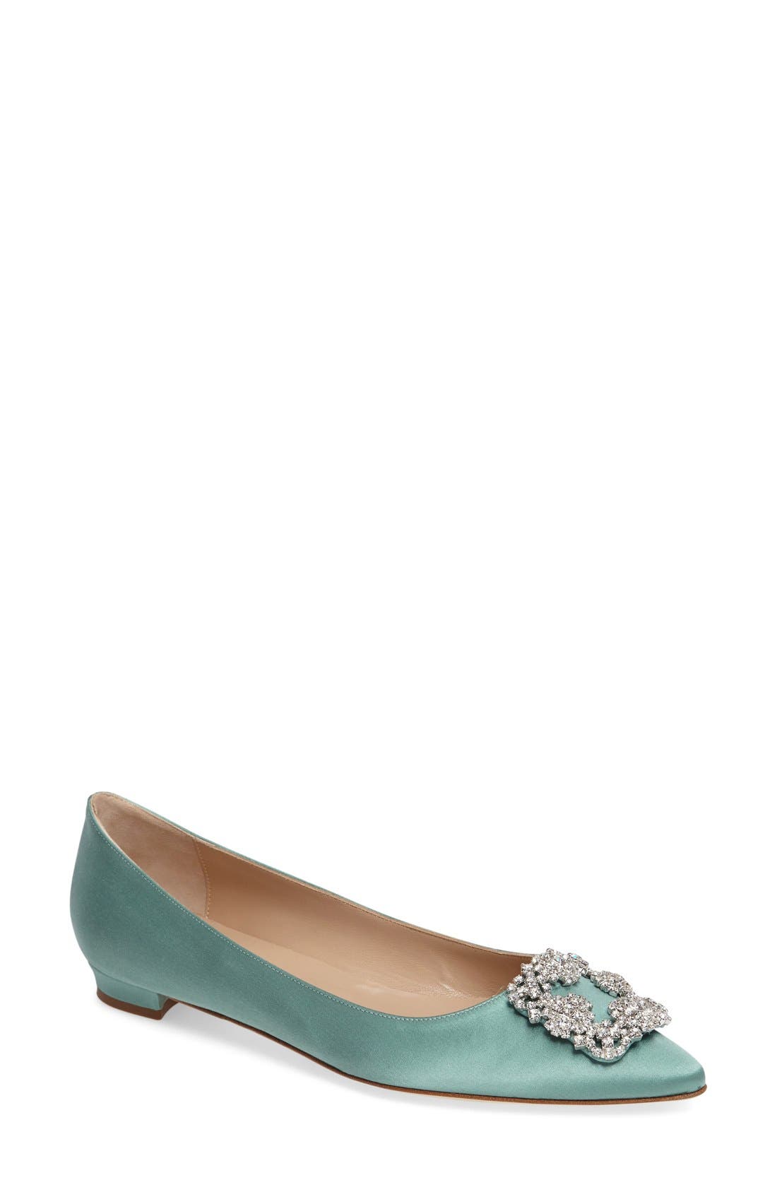 Hangisi Flat, Main, color, BLUE/ MINT SATIN