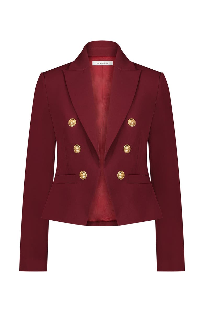 The Noli Shop Gabrielle Double Breasted Blazer, Alternate, color, Merlot