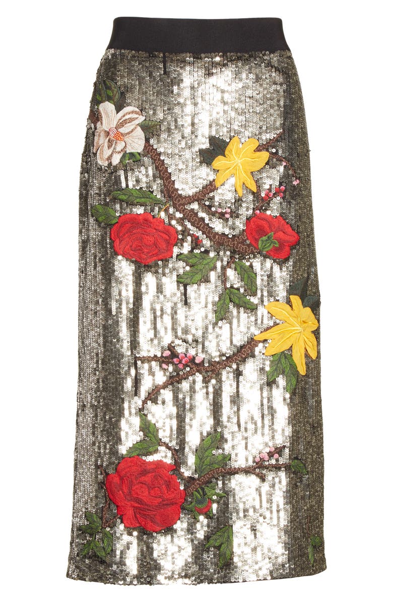 Alice + Olivia Ella Embellished Midi Skirt, Alternate, color,