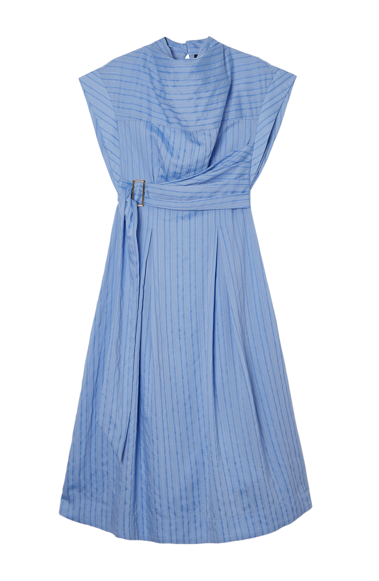 Karen Millen Belted Woven Midi Shirt Dress, Alternate, color, Blue