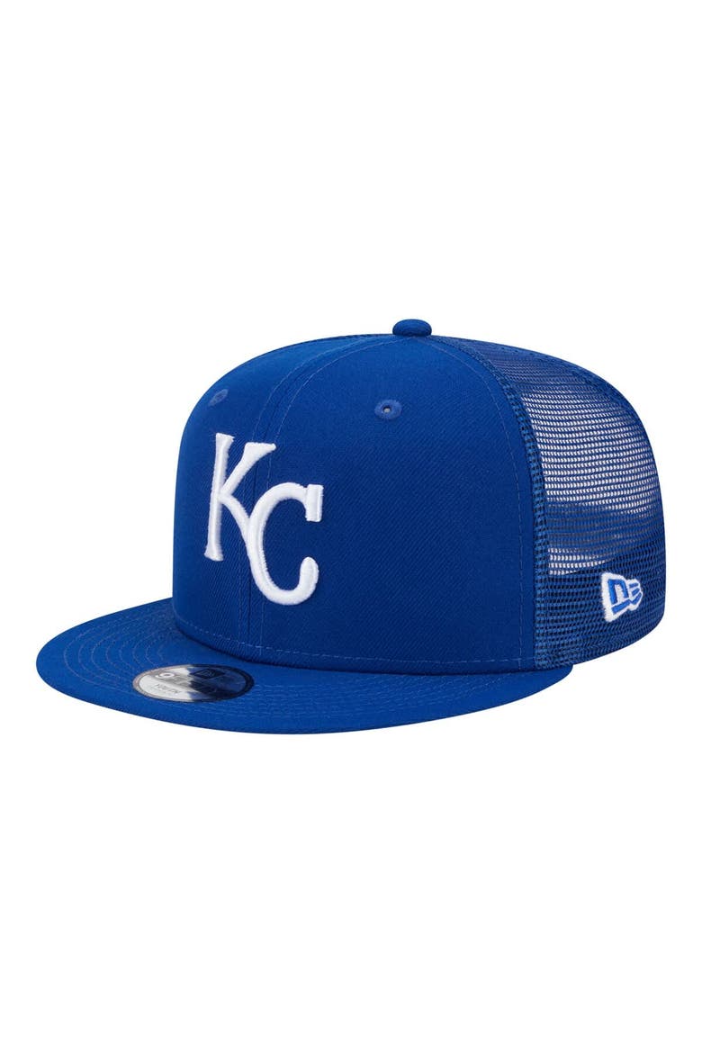Youth New Era  Royal Kansas City Royals 9FIFTY Trucker Snapback Hat, Main, color, Royal