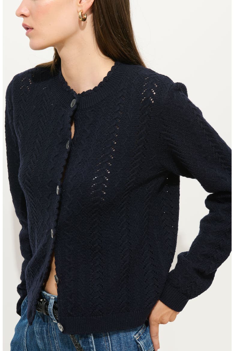 Annalise Pointelle Cardigan, Main, color, NAVY