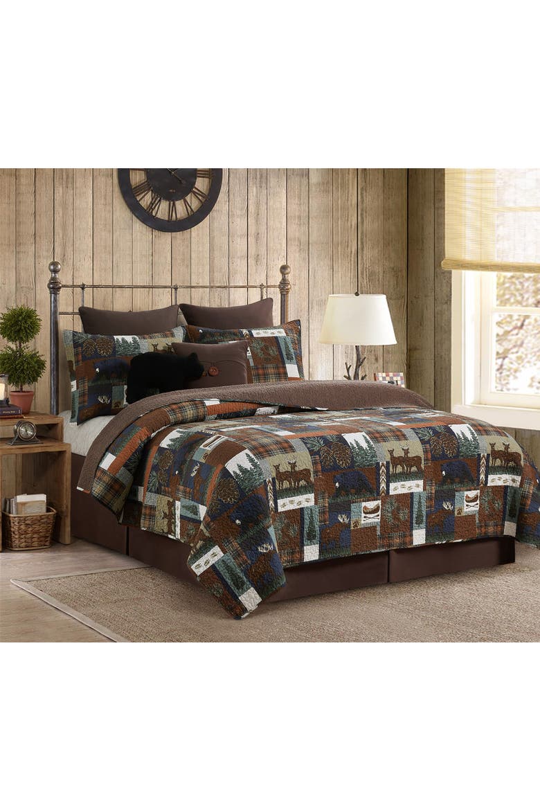 Rutherford Breeze Rustic Lodge Cotton Quilt  - Reversible and Machine Washable, Main, color, Blue