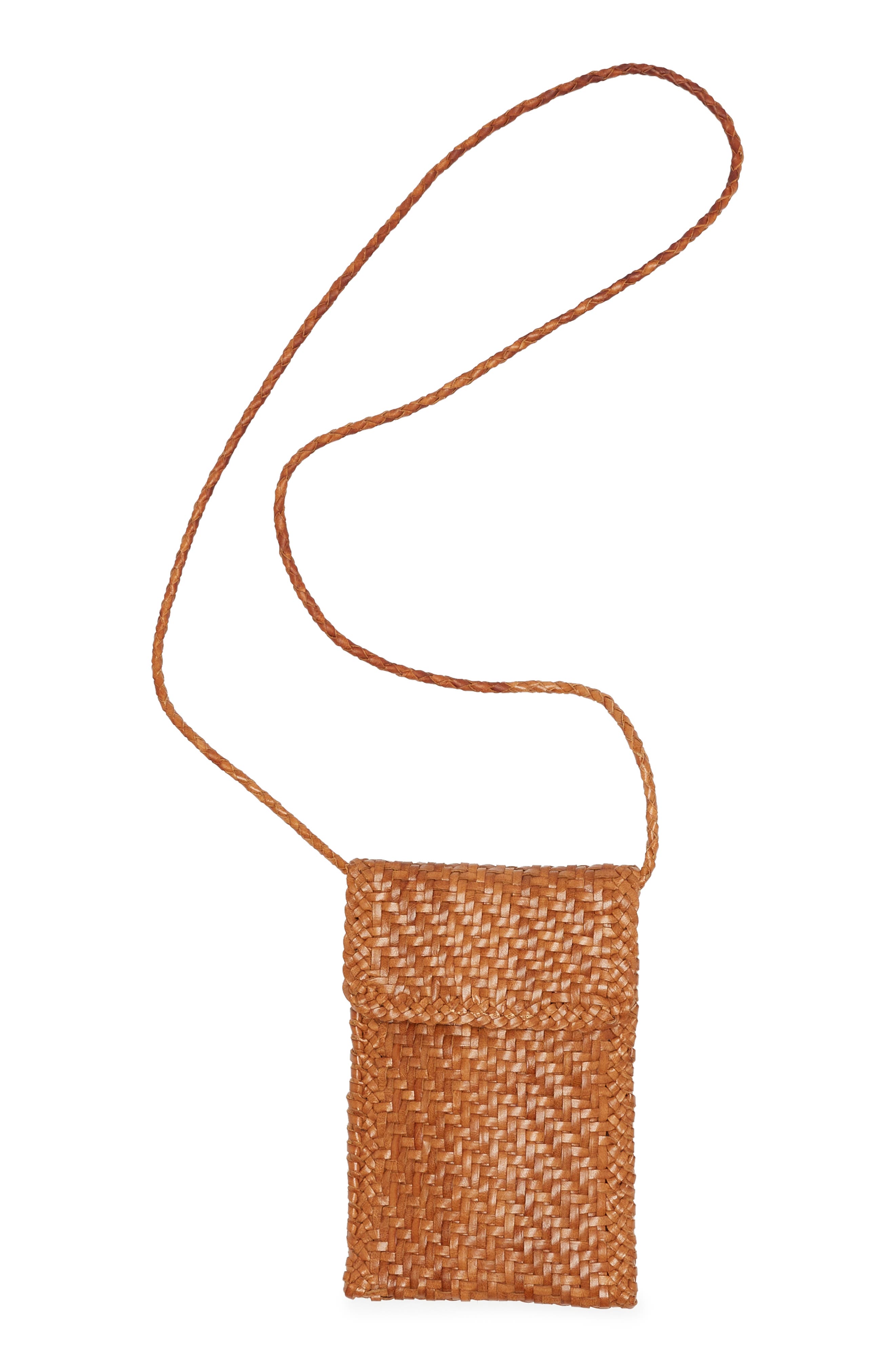 Loeffler Randall Nora Woven Leather Crossbody Phone Bag, Main, color, 