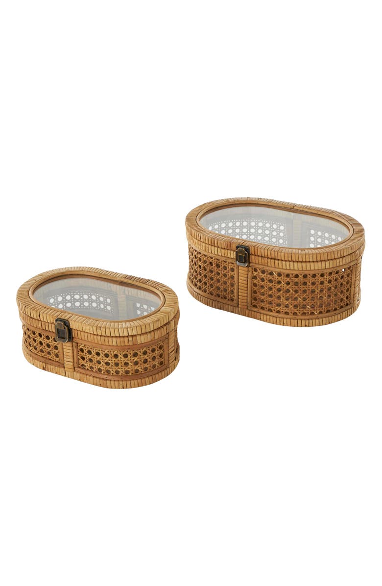 SONOMA SAGE HOME Set of Two Hand Woven Rattan & Glass Lid Storage Box, Alternate, color, 