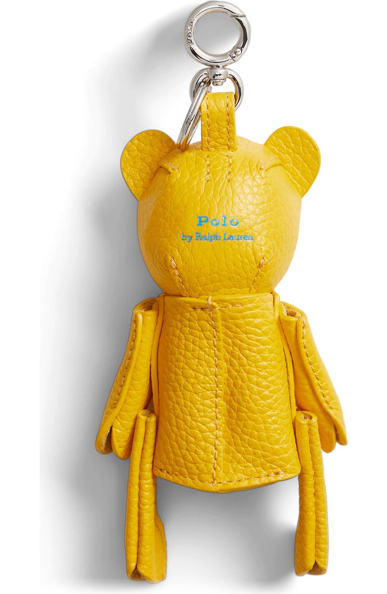 Polo Ralph Lauren Pebble Leather Polo Bear Charm, Alternate, color, Canary Yellow