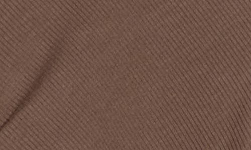 Democracy Ruched Rib Mixed Media Knit Top In Brown