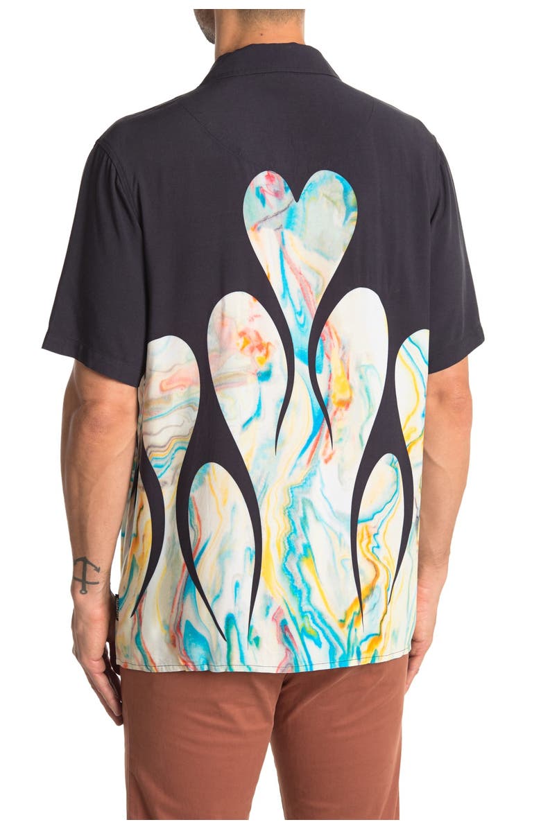 Globe Dead Kooks Flame Heart Shirt, Alternate, color, 