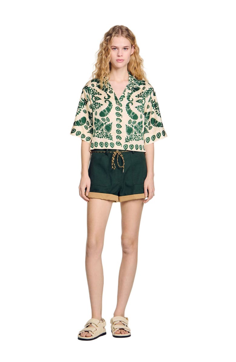 SANDRO Floral motif shirt, Main, color, Ecru / Green