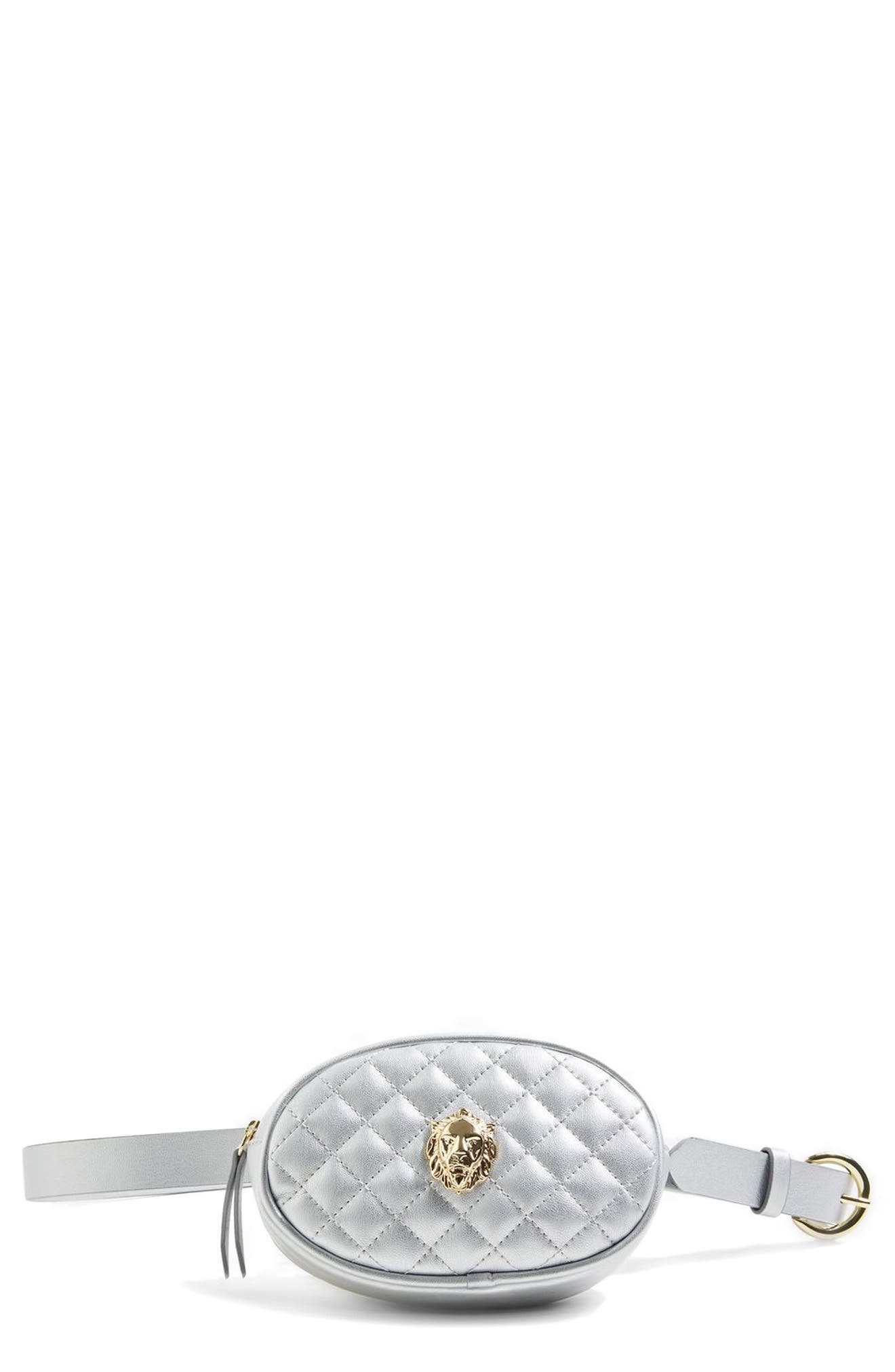 Topshop Lion Head Purse Belt, Main, color, 