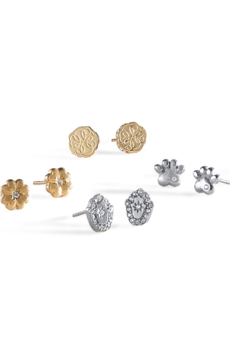 Alex and Ani Hamsa Mini Stud Earrings, Alternate, color, Silver