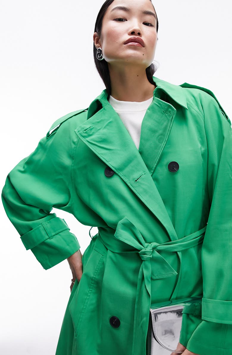 Topshop Denim Trench Coat (Mid Blue) main image 0