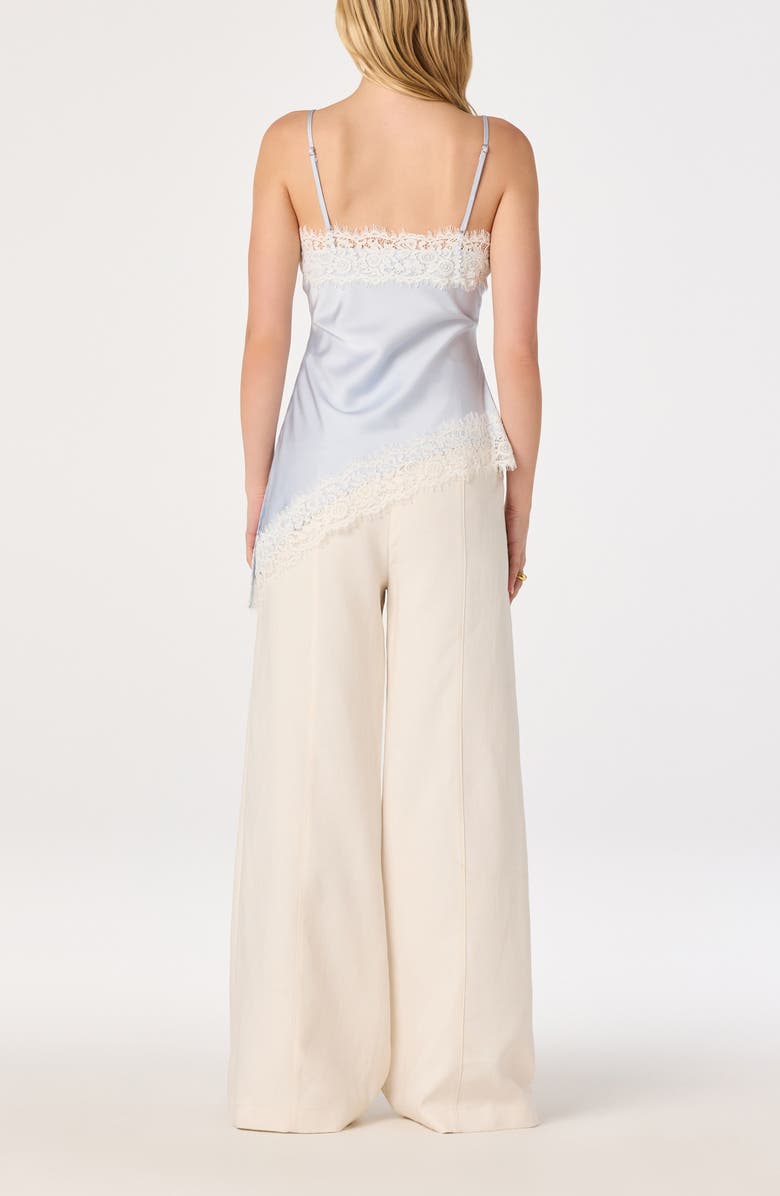 ASTR the Label Analise Lace Trim Asymmetric Satin Camisole, Alternate, color, Light Blue