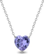 In Season Jewelry Prong CZ Birthstone Heart Necklace