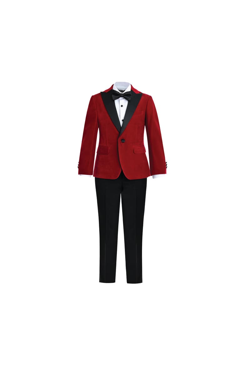 Velvet Suit with Peak Lapel, Main, color, Red