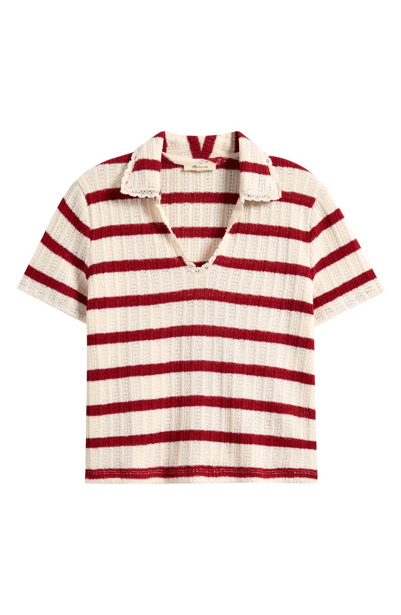 Madewell Stripe Knit Polo, Alternate, color, Red Ochre