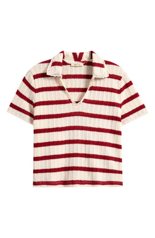 Shop Madewell Stripe Knit Polo In Red Ochre