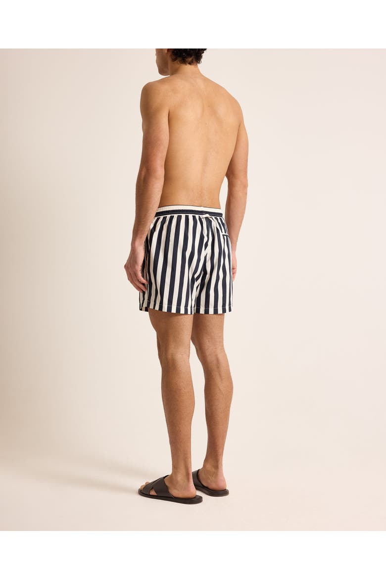 Boxer Mid-Length Relaxed Fit Bold Stripe Drawcord Swim Shorts, Alternate, color, NIGHT IRIS/WHITE SAND STRIPE