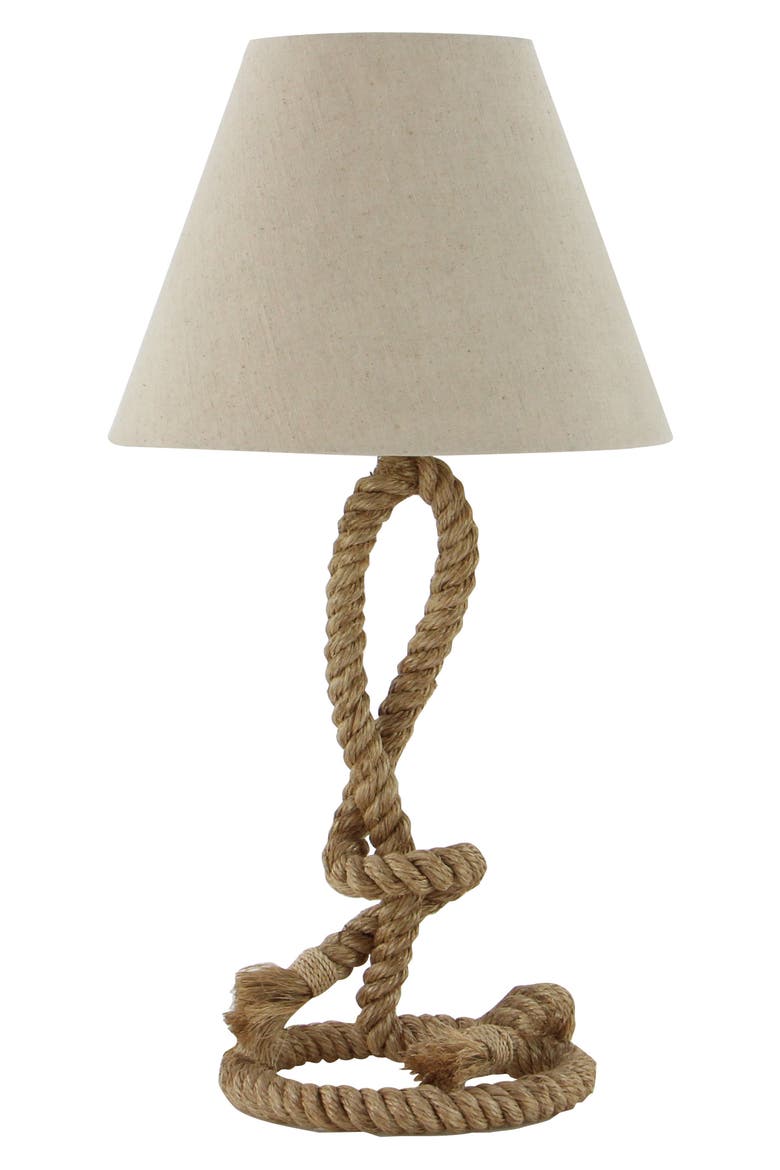 Brown Jute Rustic Table Lamp, Main, color, BROWN
