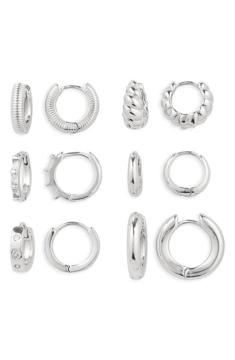 Set of 6 Assorted Huggie Hoop Earrings